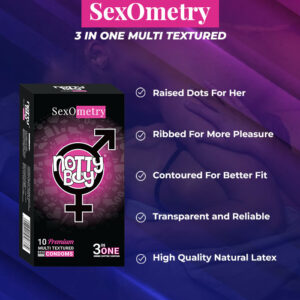 features of ribbed and dotted 3in 1 condom