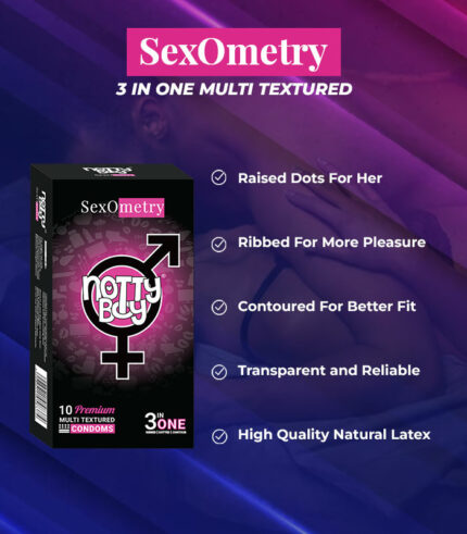 features of ribbed and dotted 3in 1 condom