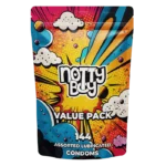 NottyBoy Bulk Condoms 144 Count Variety Pack – Ribbed and Dotted, Over Time, Extra Lube, 4 in One, Ultra Fine, 1500 Dots, Super Slim, 3 in 1 and Flavour