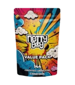 NottyBoy Bulk Condoms 144 Count Variety Pack – Ribbed and Dotted, Over Time, Extra Lube, 4 in One, Ultra Fine, 1500 Dots, Super Slim, 3 in 1 and Flavour