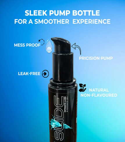 Sleek Pump lubricant bottle for a smooter experience.