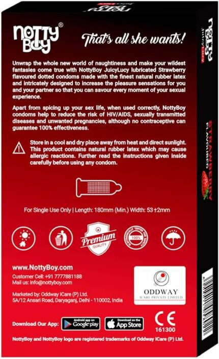 NottyBoy 1000 Condoms Pack Bulk (Latex Male Condom) (Strawberry Flavored)