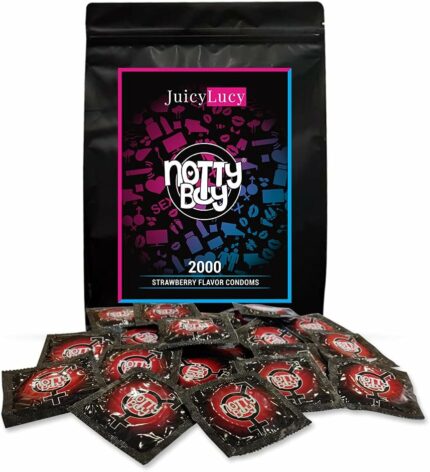 NottyBoy Strawberry Fruit Flavored Condoms for Men - 2000 Count
