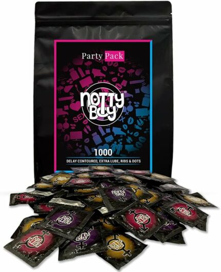 NottyBoy Party Pack Bulk Condom - 1000 Count | (Extra Time, Snug Fit, Ribbed and Dotted)