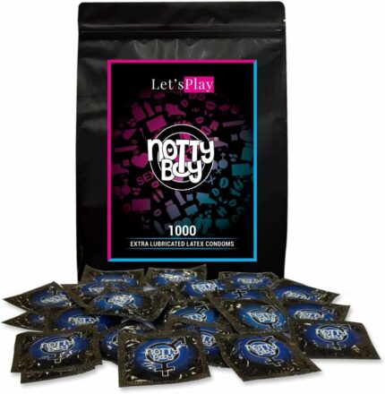 NottyBoy Bulk Pack Condoms - 1000 Count, Extra Lubricated | Silky Smooth Lubricant | Extra Safe Regular Plain Condoms